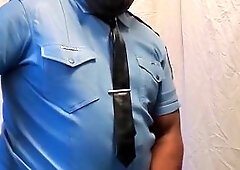 Erotic adventures in blue leather with a kinky twist