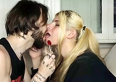 My first encounter with a gorgeous French trans girl Cirilla Freya who deep throats and swallows in the kitchen