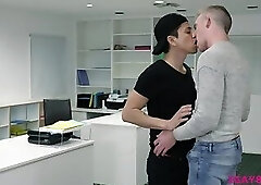 Nick Fitt and Aaron Blonco slam asses on the desk