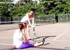 Jess Scotland seduces her son's friend after tennis with bold tattooed allure