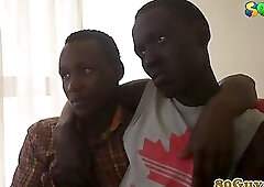 Ethnic africans teens passionately sucking