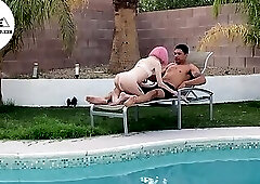 Tiny Pink-Haired Claire Tenebrarum Swaps Oral w/ Huge BBC Stud By the Pool