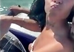 POV: Naughty young woman, left her husband on the beach and had sex with the instructor on the jet