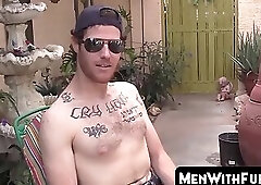 Outdoor solo jerk off with hairy kinky stud