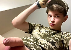 Gay-for-pay Military Jock Masturbating his Cock