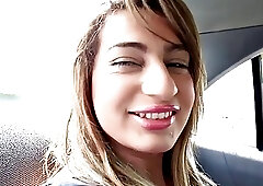 Lingerie tgirl tugging her spanish cock