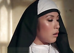 Electro fetish session with a nun in an industrial dungeon