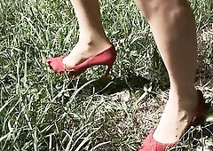 I crush a car with the heels and pee on me sexually excited