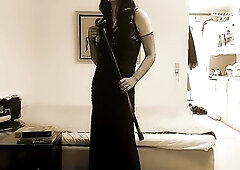 Trans Woman Morticia Addams Jerks Off In Front Of U Whilst U're Tied Up (Sepiatone)