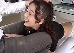 German secretary LinaLynn sucks her boss's dick under the desk