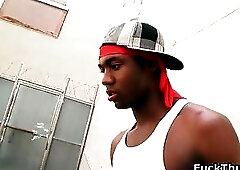 Sexy ebony guy blows stiff gay jizzster and gets ass pounded