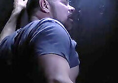 Handsome stepson dicksucking daddy at gloryhole