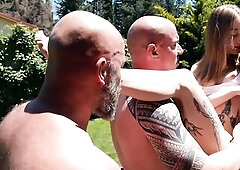 Small Sasha Paige 1st Time Stretched Double Vagina Penetration Group-sex with Football Players Giant Ramrods!