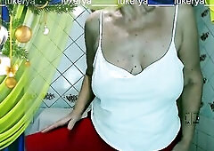 Movable body of hot aged. Erotic chunky cameltoe. Hot red fishnet outfit in a Fresh Year's cap. Large soft stomach attracts. Excites erotic dream