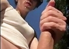Horny Boyfriend Risky Strokes Big Dick And Cums Outdoors