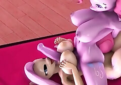 Pinkie Pie and Fluttershy are two futanari ponies that fuck