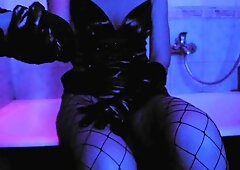 Fetish Latex Mother I'd Like To Fuck Domina Eva suck Large Ramrod Oral Job Mask S&M High Heels Leather deepthroat