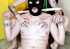Lengthy nail fetish. Bitch goddess Nika has a fresh multi-colored manicure. That babe digs her nails painfully into her serf's flesh.