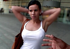 Hunting BIG BOOBS around the streets of Prague! Winni and her