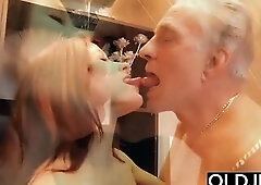 Youthful doxy hard screwed by old sexually excited dude this guy screws her vagina and licks clitoris