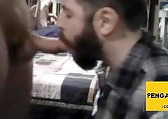 Sub sucking and feeding on his man's load 2