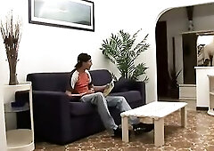 Older shaggy stepmom helping younger shlong