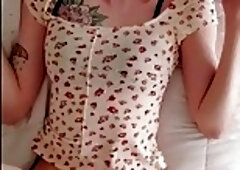 Sensual shemale jerks off wearing sexy clothes in a compilation