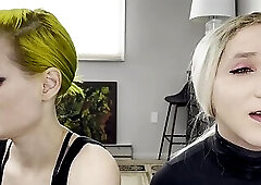 Man and Woman Putting on Mascara and Fake Lashes