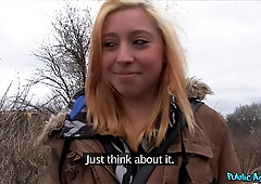 Watch this Innocent Teenager get bent over for cash & get a hot creampie in public