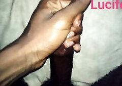 I masturbate my large ebony wang with high level of the oily cream so wet