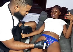 My Female Client Asked Me to Fuck Her with My After Drawing Tattoo on Her Ass and Pussy Area
