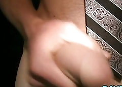 Put on his knees&throat-fucked