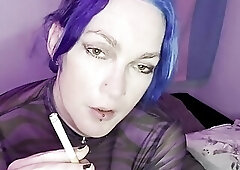Trans girl smoking and talking to you while playing