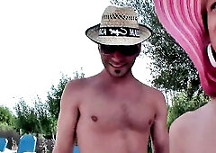 2 hawt golden-haired sweethearts drilled in 3some outdoor screw.