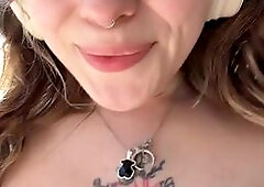 Tattooed Girl Shows Off Pierced Tits