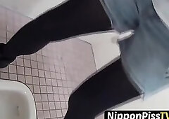 Lovely Japanese cuties groaning and peeing out in the open