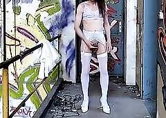 Bride stripping in abandon Building and trolling arround