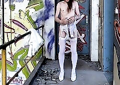 Bride stripping in abandon Building and trolling arround