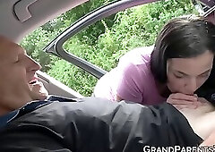 Naughty babe doggystyle fucked after blowjob for money