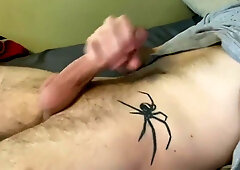 Stroking off my ginormous rock hard penis, see me jism