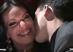 Busty Latin shemale anal fucks man