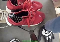 Adidas, gay shoes, gay leather gloves