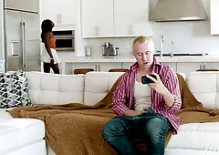 Ana Foxxx catches Chad Alva in an embarrassing TV remote moment