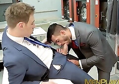 Intern plays with suit of his boss and gets caught doing it