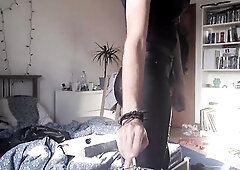 Trans smokin' in leather pant