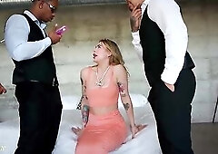 Unexpected three BBC Team fuck During Photoshoot,Irish Snowbunny Tina Snow Voided urine On & Destroyed