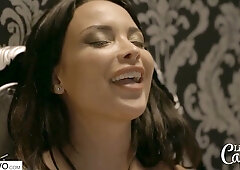 French and Thai dominatrices Anissa Kate and May Thai humiliate their male toy with a brutal shared footjob