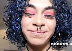 Curly-haired Latina takes Jay Bangher's thick cock deep in the ass in the kitchen