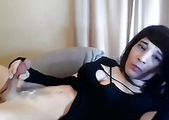 Cute Teen Femboy Cums on her Abdomen